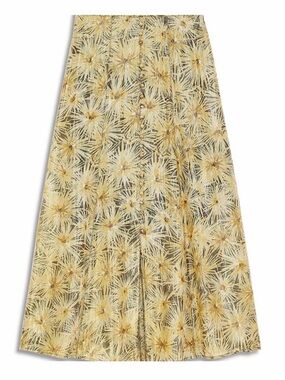 The Kooples Yellow Floral Maxi Skirt with Front Buttons